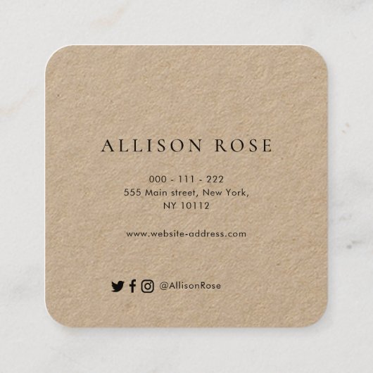 script noir rustique carte de visite maison (Dos)