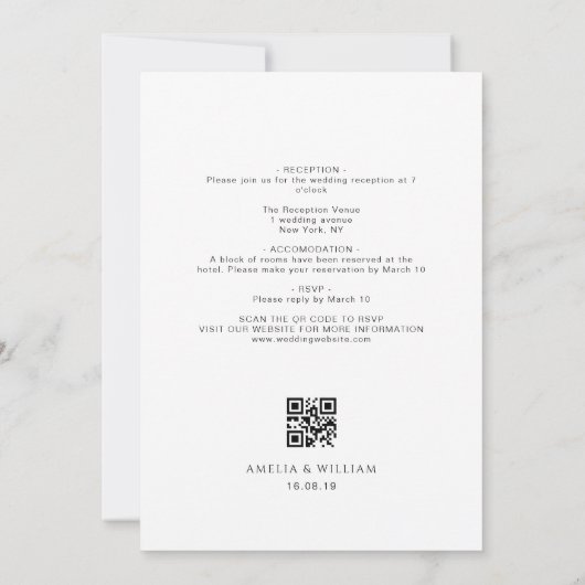 script noir tout en un faire-part de mariage (Dos)