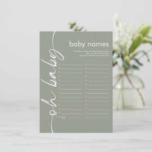 Script Oh Baby Names Jeu de douche Carte de taille (Debout devant)