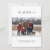 Script Oh Wat leuk Kerstgezin Foto blauw Feestdagenkaart (Voorkant)