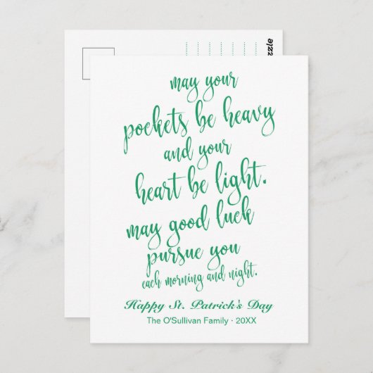  script Old Irish Blessing St. Patrick's Day Briefkaart (Voorkant / Achterkant)
