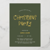 Script Olive Green Noël Foil Invitation (Recto)