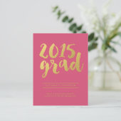 Script or chic | Carte postale Pink Graduate Photo (Debout devant)
