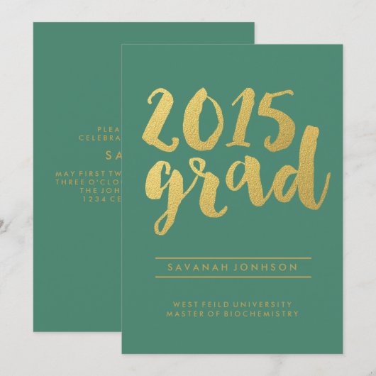 Script or chic | faire-part d'études supérieures 2 (Devant / Derrière)