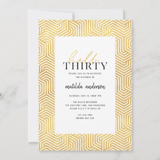Script or moderne + invitation géométrique 30e ann (Dos)