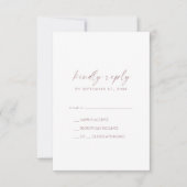 Script or Rose moderne Carte RSVP simple (Devant)