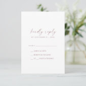 Script or Rose moderne Carte RSVP simple (Debout devant)