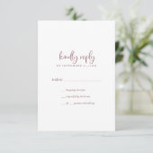 Script or Rose rustique Carte RSVP simple (Debout devant)