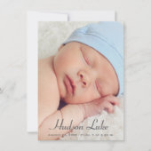 Script Overlay Blue Baby Boy Multi Foto Geboorte Aankondiging (Voorkant)