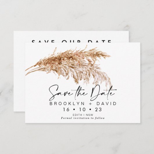 Script Pampas Mariage Grass Enregistrer La Carte D (Devant / Derrière)