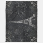Script Paris Eiffel Tower Black Chalkboard Fleece Deken (Voorkant)