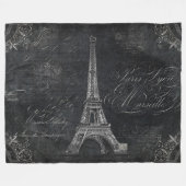 Script Paris Eiffel Tower Black Chalkboard Fleece Deken (Voorkant (Horizontaal))