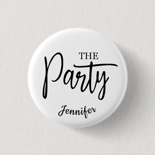 Script Party Bachelorette Naam Badge Ronde Button 3,2 Cm (Voorkant)