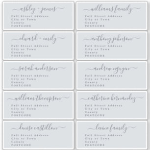 Script Pastel Blue Mariage Étiquette de adresse in