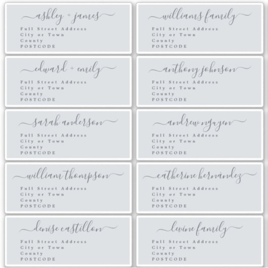 Script Pastel Blue Mariage Étiquette de adresse in (Devant)