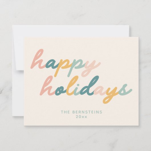  Script Pastel Prettige feestdagen gepersonaliseer Feestdagenkaart (Voorkant)