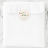 Script Pastel Prettige feestdagen gepersonaliseer Ronde Sticker (Tas)