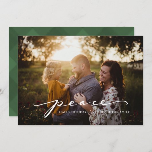 Script Peace Green | Carte photo de Noël (Devant / Derrière)