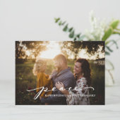 Script Peace Green | Kerstfotokaart Feestdagenkaart (Staand voorkant)