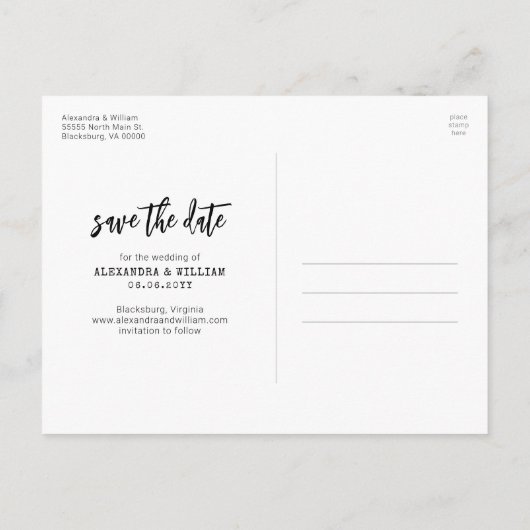 Script Photo Boho Moderne Enregistrer La Carte Pos (Dos)