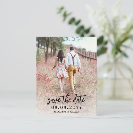 Script Photo Boho Moderne Enregistrer La Carte Pos (Debout devant)