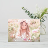 Script photo fille moderne Carte de remerciements (Debout devant)