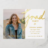 Script Photo Grad Party Foil Invitation (Recto)