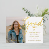 Script Photo Grad Party Foil Invitation (Debout devant)