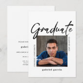 Script photo minimal Graduate Party Invitation (Devant / Derrière)