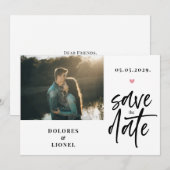 Script Photo Minimalist Bewaar de datum Uitnodigin Kaart (Voorkant / Achterkant)