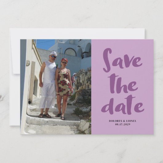 Script Photo Minimalist Bewaar de datum Uitnodigin Kaart (Voorkant)