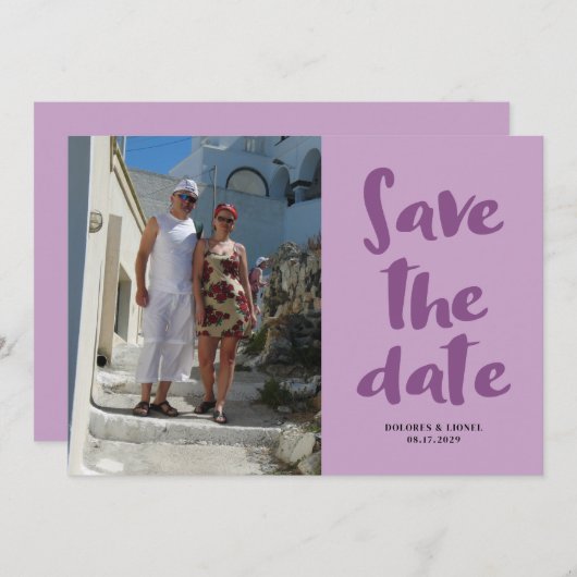 Script Photo Minimalist Bewaar de datum Uitnodigin Kaart (Voorkant / Achterkant)