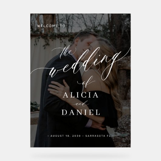 Script photo noir moderne mariage signe de bienven (Recto)