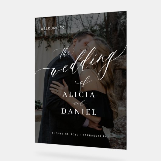 Script photo noir moderne mariage signe de bienven (Angle)