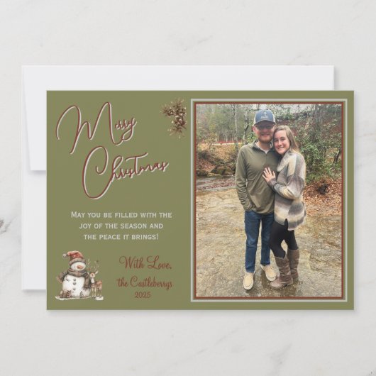 Script photo rustique Joyeuse carte de Noël (Devant)