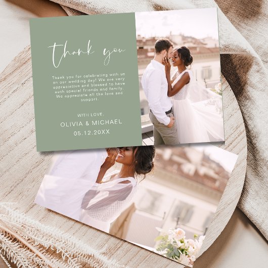 Script Photo Sage Carte de remerciements Mariage v