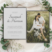 Script Photo Wedding Embossed linnen textuur Kaart