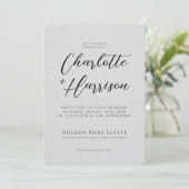 Script Photo Wedding Embossed linnen textuur Kaart (Staand voorkant)