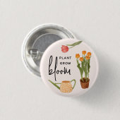 Script Plant Grow Bloom Tulip Ronde Button 3,2 Cm (Voorkant /achterkant)