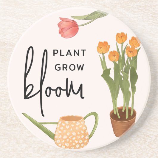 Script Plant Grow Bloom Tulip Zandsteen Onderzetter (Voorkant)