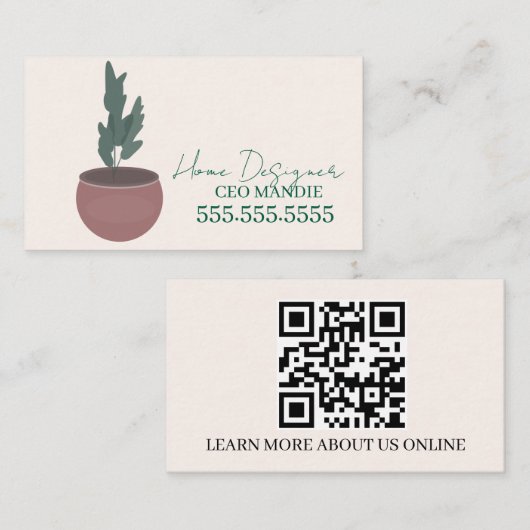 Script Plant Zitter Ontwerper Visitekaartje (Voorkant / Achterkant)