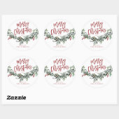 Script Prettig Kerstfeest Groene decoratie Ronde Sticker (Vel)
