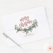Script Prettig Kerstfeest Groene decoratie Ronde Sticker (Envelop)