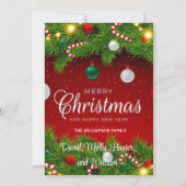 Script Prettig kerstfeest Rode Kerstkaart Kaart (Voorkant)