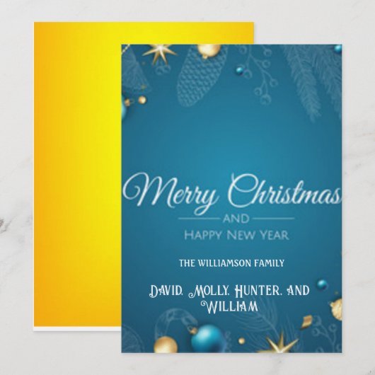 Script Prettig Kerstmis BLue Kerstkaart Kaart (Voorkant / Achterkant)