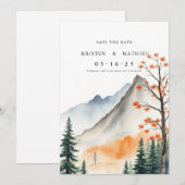 Script Printable Mountain Save The Date (Voorkant / Achterkant)