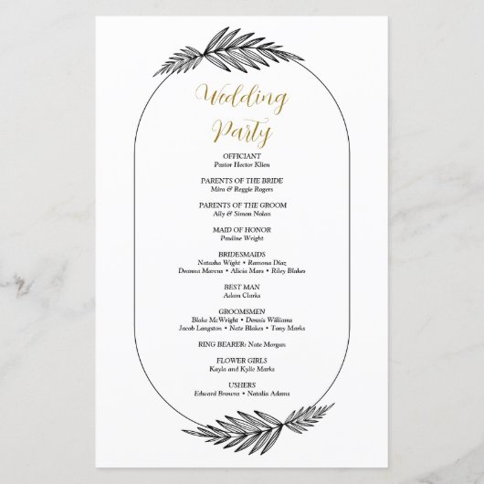Script Programme de mariage minimal (Dos)