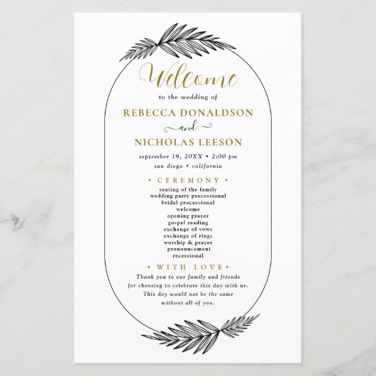 Script Programme de mariage minimal (Devant)