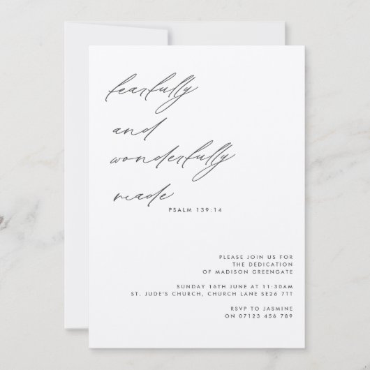 Script Psaume 139 Kraft Dedication Invitation (Devant)