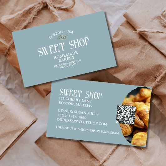  Script QR Code Pastry Bakery Visitekaartje